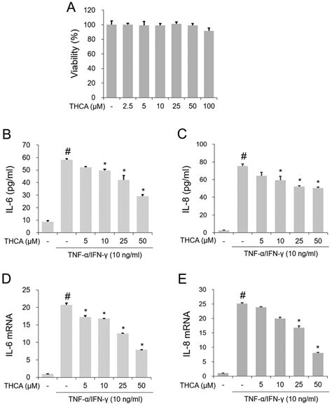 Effect Of THCA On TI Induced IL 6 And IL 8 In HaCaT Cells A Cell