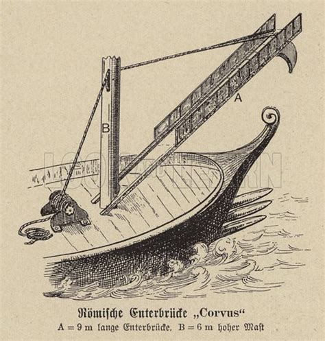 corvus boarding device   ancient roman warships stock image