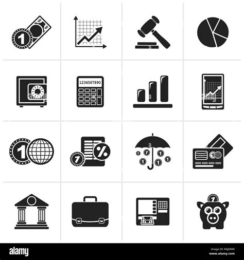 Negocios Y Finanzas Iconos Negros Conjunto De Iconos Vectoriales