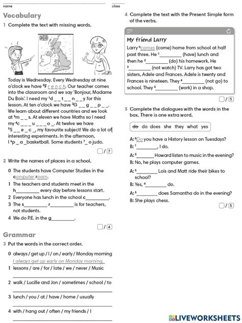 Present Simple Online Exercise For A1 Live Worksheets