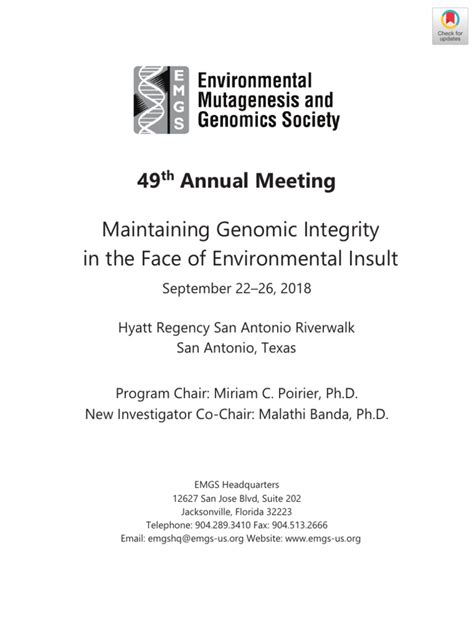 Abstracts From The Environmental Mutagenesis And Genomics Societ 2018