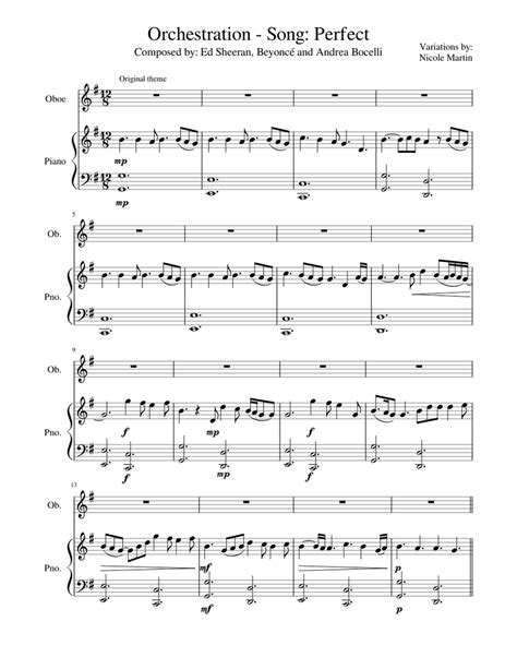 Final Orchestration Ed Sheeran Perfect Sheet Music For Piano Oboe Solo