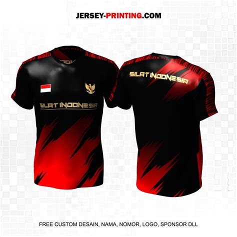 Jersey Pencak Silat Hitam Merah Motif Abstrak Jersey Printing