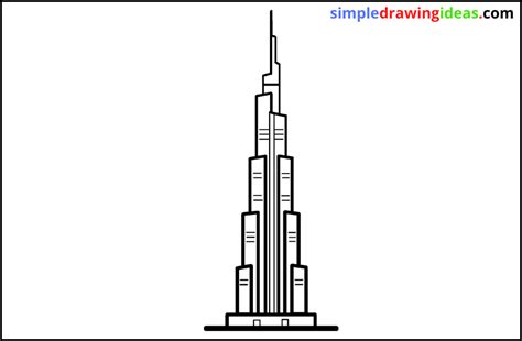 How To Draw Burj Khalifa Tower Easy Things To Draw Simple Drawing Ideas