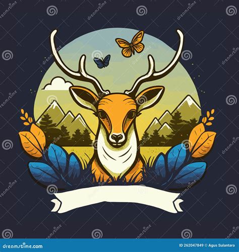 Deer Hunting Wild Life Vintage Logo Design Illustration Stock Vector