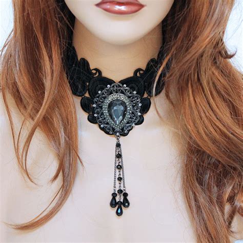 Black Victorian Choker Necklace Handmade Victorian Bridal Jewellery Jewelshart Inc