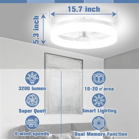 Volisun Low Profile Ceiling Fans With Lights And Remote 15 7in Modern