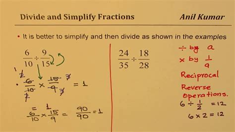 How To Divide Fractions Easy Method Is To Simplify Then Divide Youtube