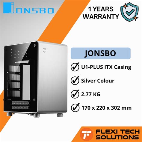 JONSBO U1 Plus ITX Silver Tempered Glass PC Desktop Casing Flexi Tech