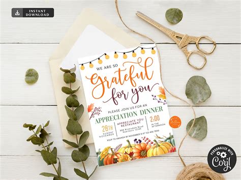 Fall Appreciation Invitation Grateful For You Teacher Staff Etsy