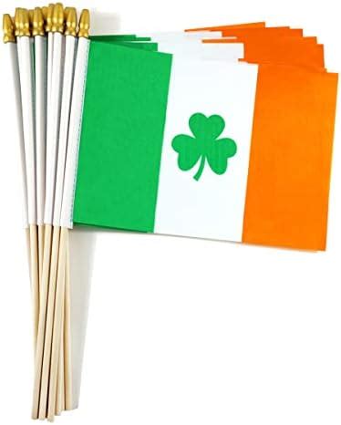 Amazon Qqsd Ireland Irish Shamrock Small Flag Stick Mini Hand