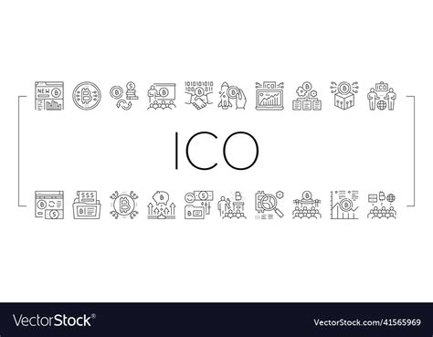 Ico Initial Coin Offer Collection Icons Set Vector Image