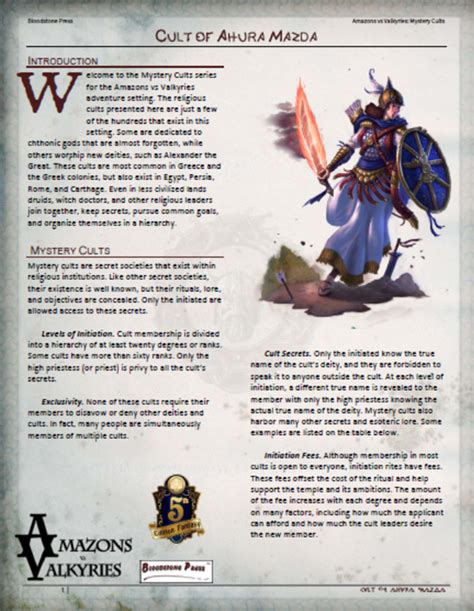 Amazons Vs Valkyries The Cult Of Ahura Mazda 5e Open Gaming Store