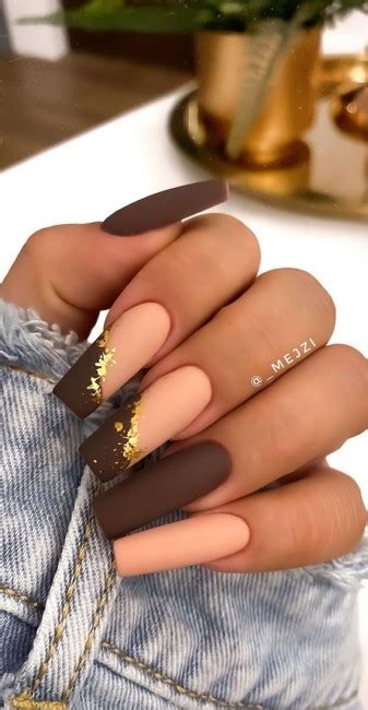 Brown Coffin Fall Nails