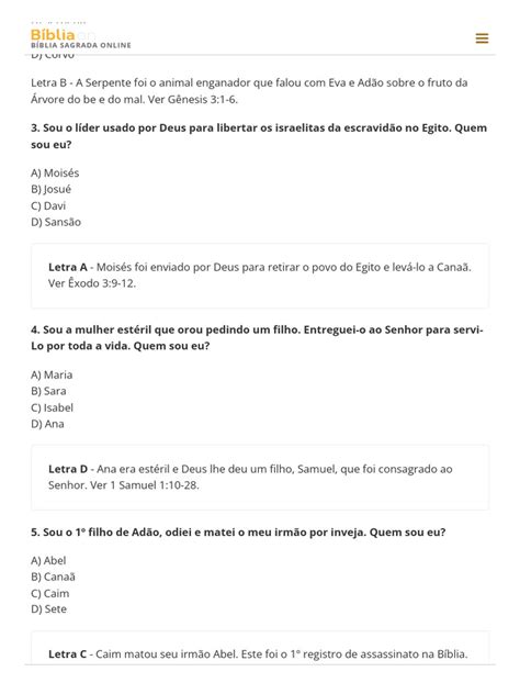 Pergunta Sobre A Biblia - 12 Perguntas Bíblicas - Quiz (Nível Fácil) - Bíblia | PDF | Gênesis ...