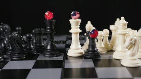 Chess Pieces Countries China United States Taiwan Conflict War Faceoff