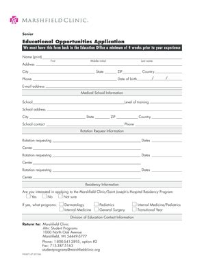 Fillable Online Marshfieldclinic We Must Have This Form Back In The