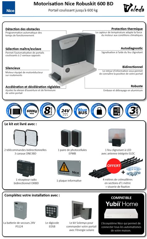 Motorisation Portail Coulissant Nice Robuskit Bd Plus