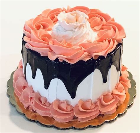 DEZICAKES Fake Cake White Peach With Chocolate Drizzle Rose Etsy