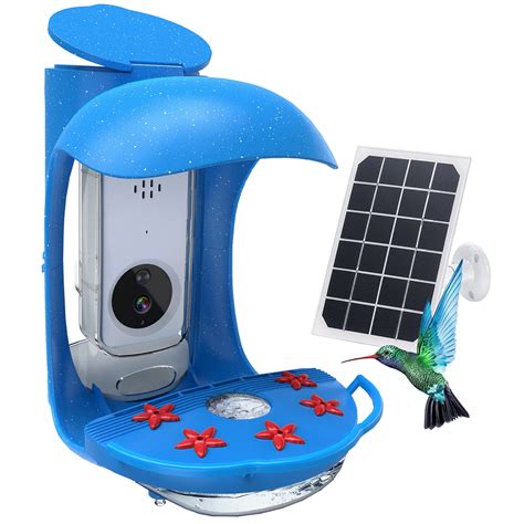 Smart Hummingbird Feeder With Camera Solar Panel Auto Capture Bird