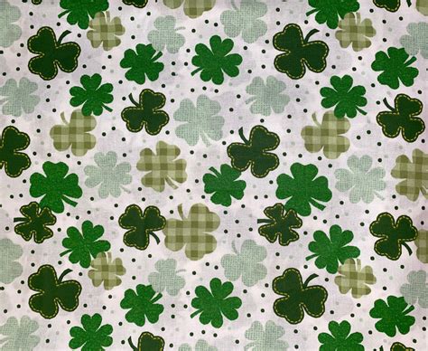 Shamrock Pattern Cotton Fabric Fat Quarter Or By The Yard Etsy