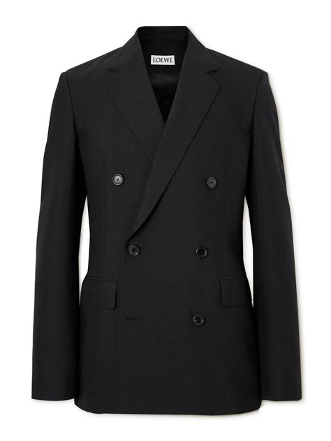 Loewe Double Breasted Wool And Mohair Blend Suit Jacket It 46 Black