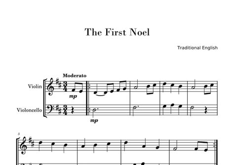 The First Noel Easy Violin And Cello Duo Arr Gisele Santana Sheet Music Traditional