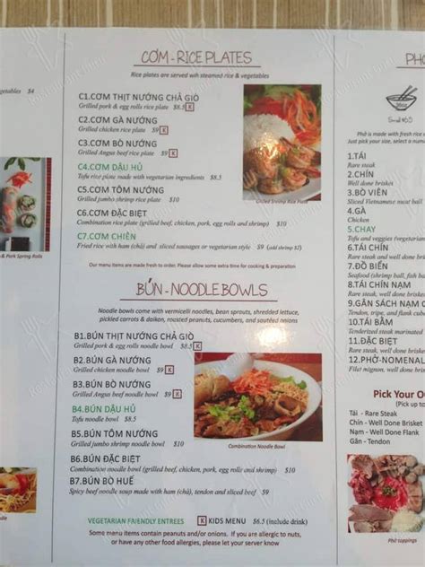 Menu At Pho Nomenal Restaurant Colorado Springs