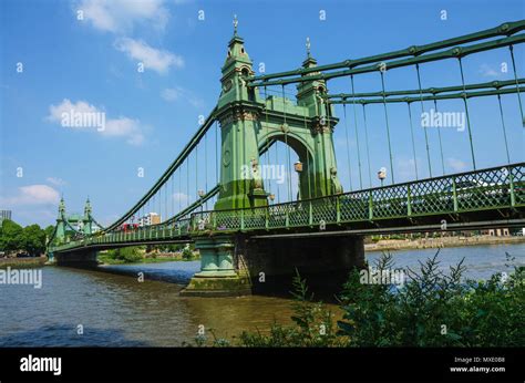 A View Of The Hammersmith Bridge A Suspension Bridge Over The River