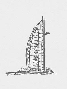 Hotel Burj Arab Dubai Emiraddos Árabes Unidos Art Drawings Simple