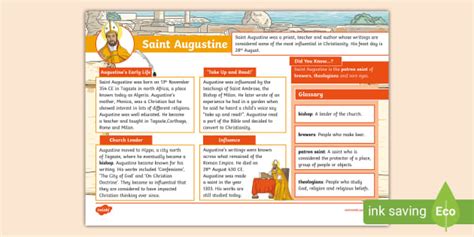 Saint Augustine Fact File Profesor Hizo Twinkl