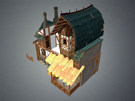 3d Model Low Poly Medieval House Vr Ar Low Poly Max Obj Fbx Mtl