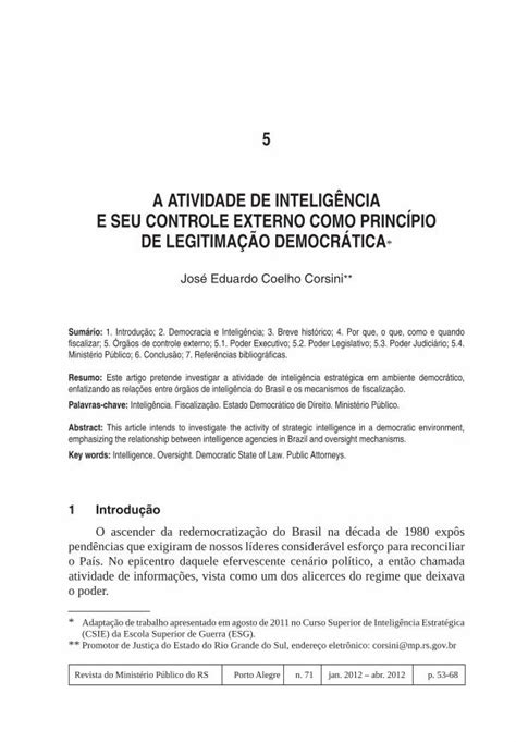 PDF 5 A ATIVIDADE DE INTELIGNCIA E SEU CONTROLE 56 Revista Do