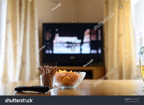 Television Tv Watching Movie Snacks Lying Stock Photo 267461966 ...