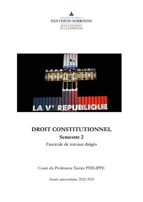 Fascicule De TD Droit Constitutionnel Sem 2 2022 2023 DROIT