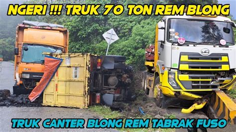 Laka Truk Trailer Ton Truk Canter Muatan Batu Bara Rem Blong Tabrak