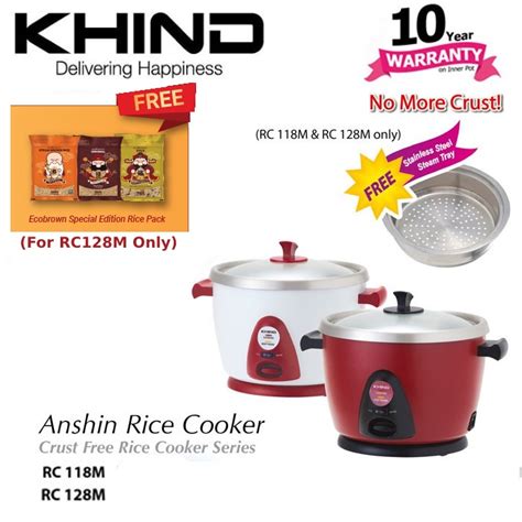 KHIND 2 8L ANSHIN RICE COOKER WITH STAINLESS STEEL INNER POT RC128M