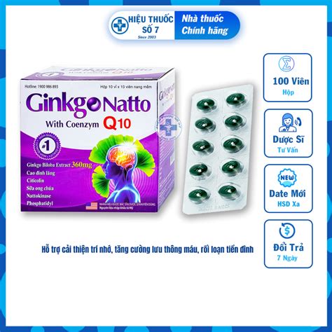 Viên uống Ginkgo Natto With Coenzym Q10 360mg USA giúp tăng cường lưu