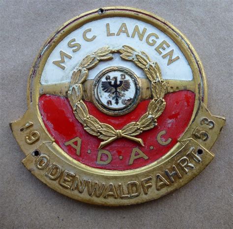 Badge Auto Car German Rally 634 1953 MSC Langen ADAC Germany Rallye EBay