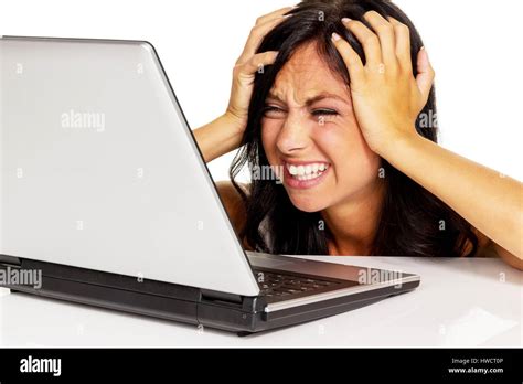 Woman With Laptop Frau Mit Laptop Stock Photo Alamy