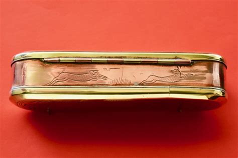 Antique Dutch 18th Century Engraved Brass And Copper Tobacco Box Hart