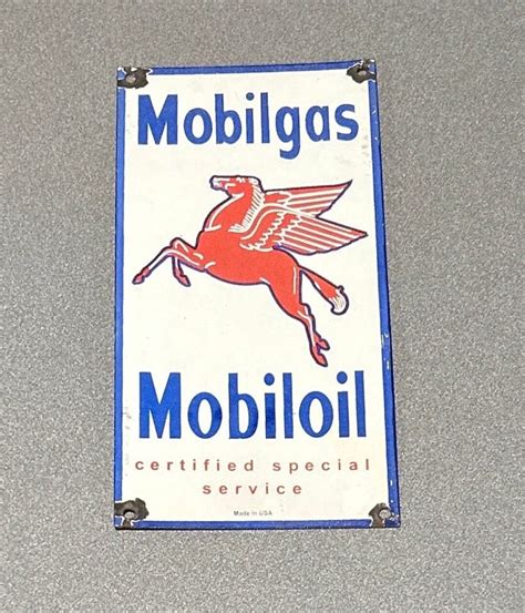 Vintage Mobil Pegasus Porcelain Sign Car Oil Gas Truck Etsy