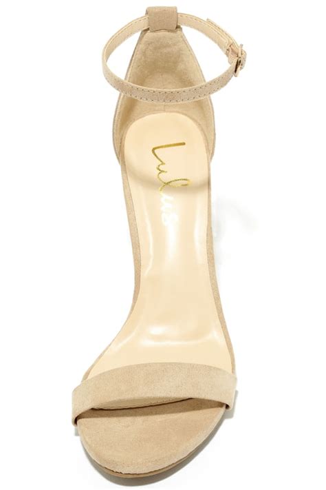 Sexy Nude Suede Heels Ankle Strap Heel Single Sole Heels
