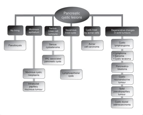 Cystic lesions found within the pancreas gland classified according to ...