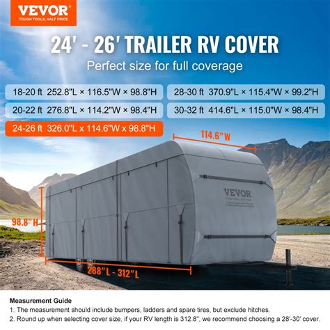 Vevor Travel Trailer Cover 24 26 Rv Cover 4 Layer Non Woven Fabric