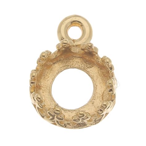 Serti Pendentif Rond D Cor Couronne Pour Cabochon Mm Plaqu Or