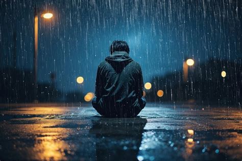 Sad Boy With Rain Effect Premium Photo Rawpixel