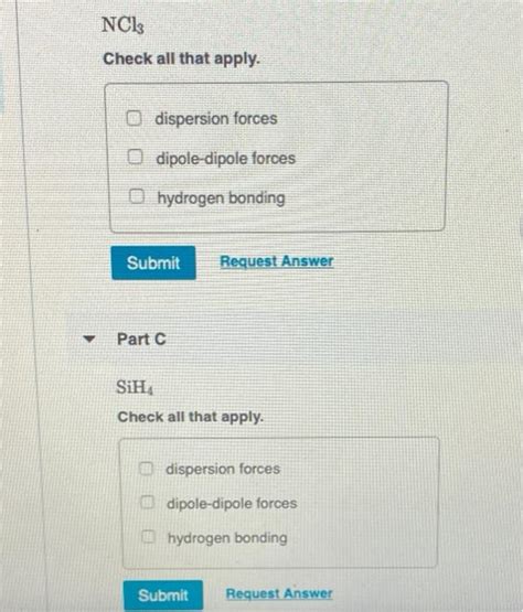 Solved Determine The Kinds Of Intermolecular Forces That Are