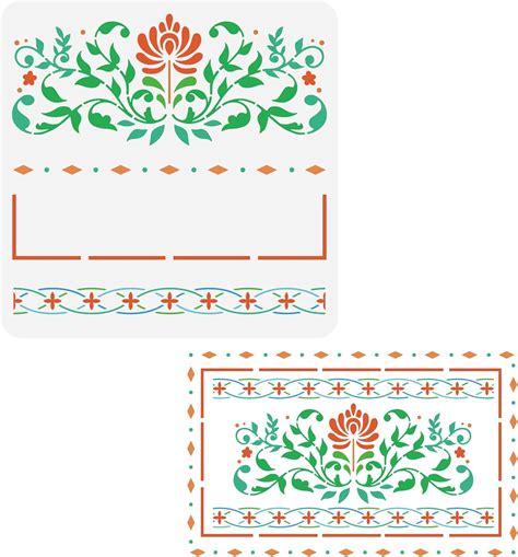 Amazon Fingerinspire Flower Border Stencils X Inch Lotus