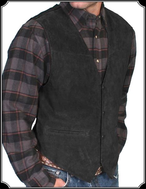 Boar Suede Leather Western Vest From Scully Mens Leather Vest Black